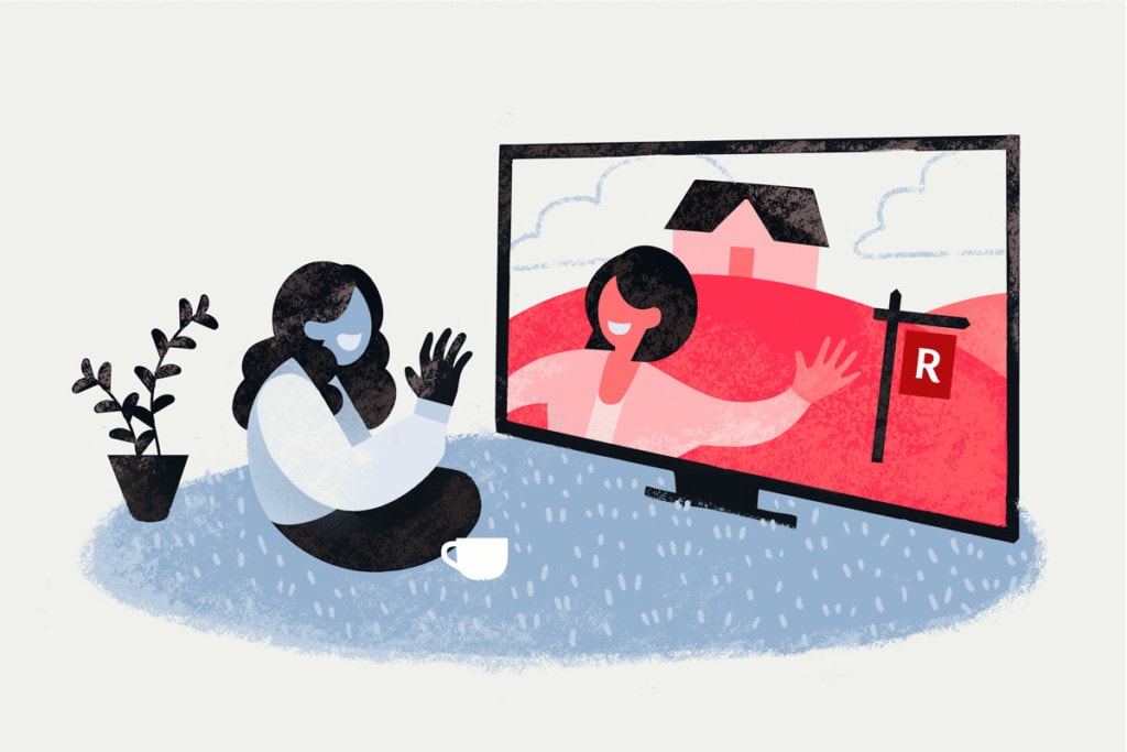 graphic of a live video chat tour