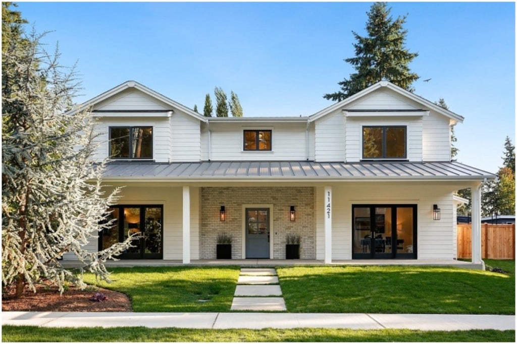 white two story house