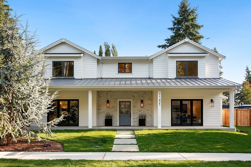 white two story home with curb appeal