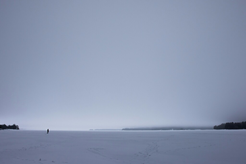 Cold barren snow covered land