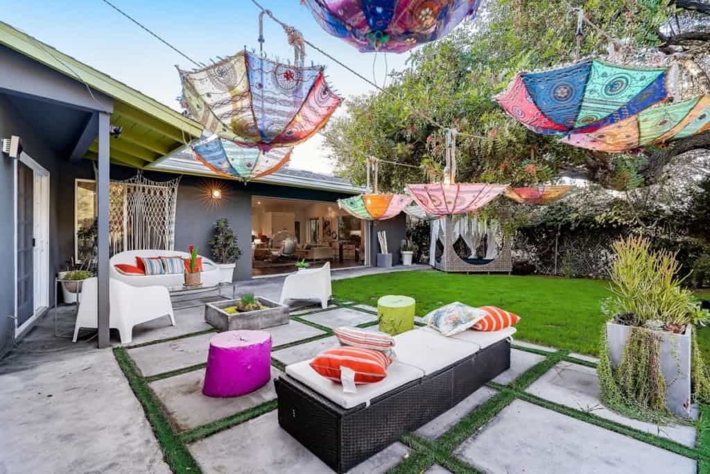 backyard retreat decorated for kids