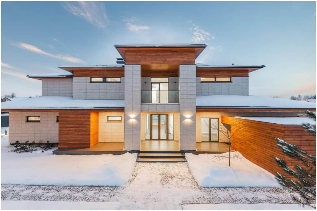 home energy audit of a house during the winter