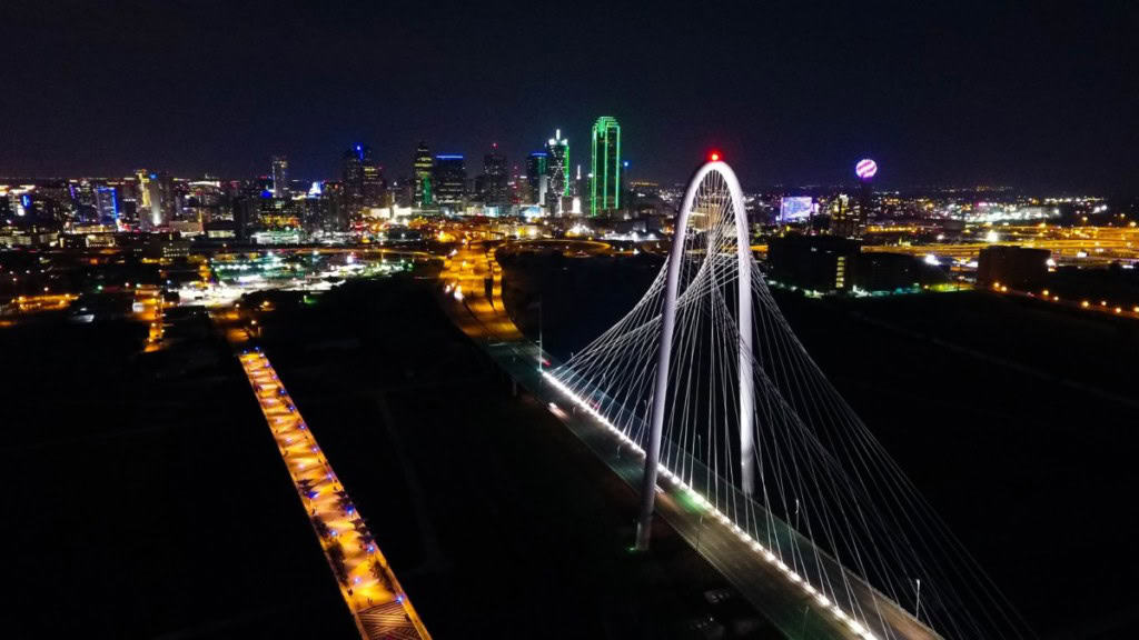 aerial view of night in dallas