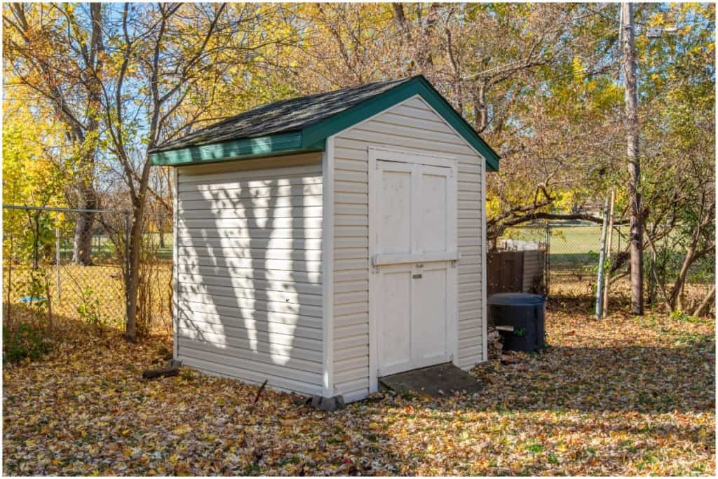 white storage shed