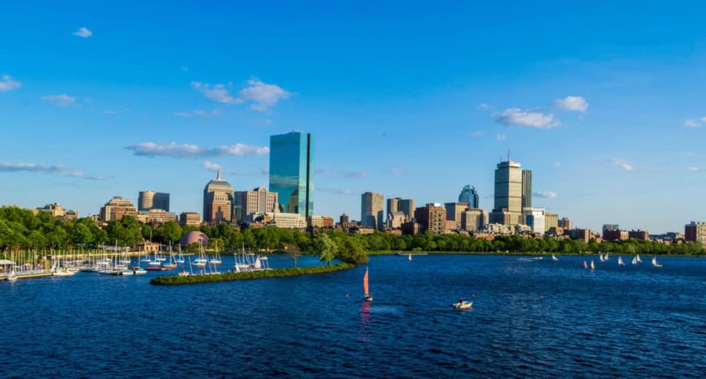 boston skyline on sunny day