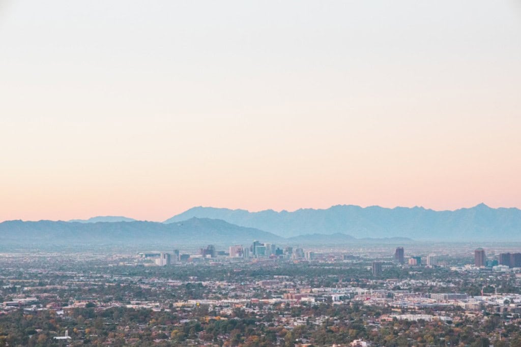 downtown phoenix at sunset