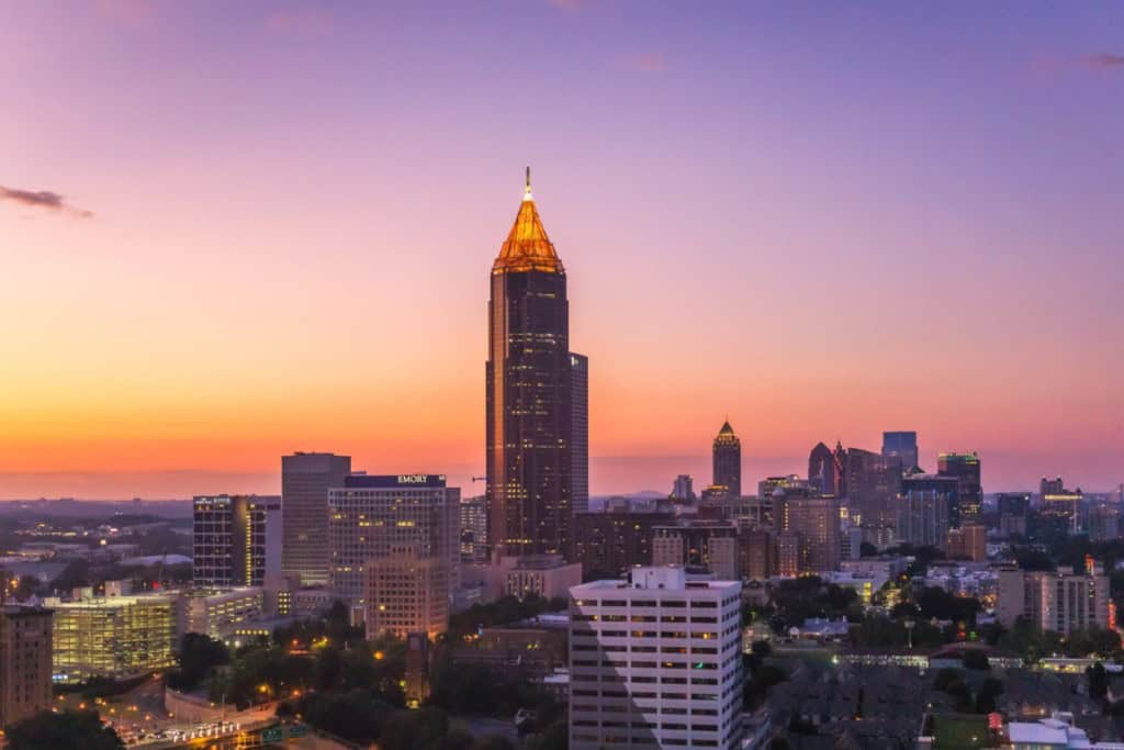 atlanta skyline at sunset