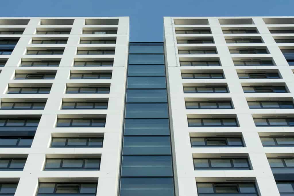 Street view of a modern apartment building