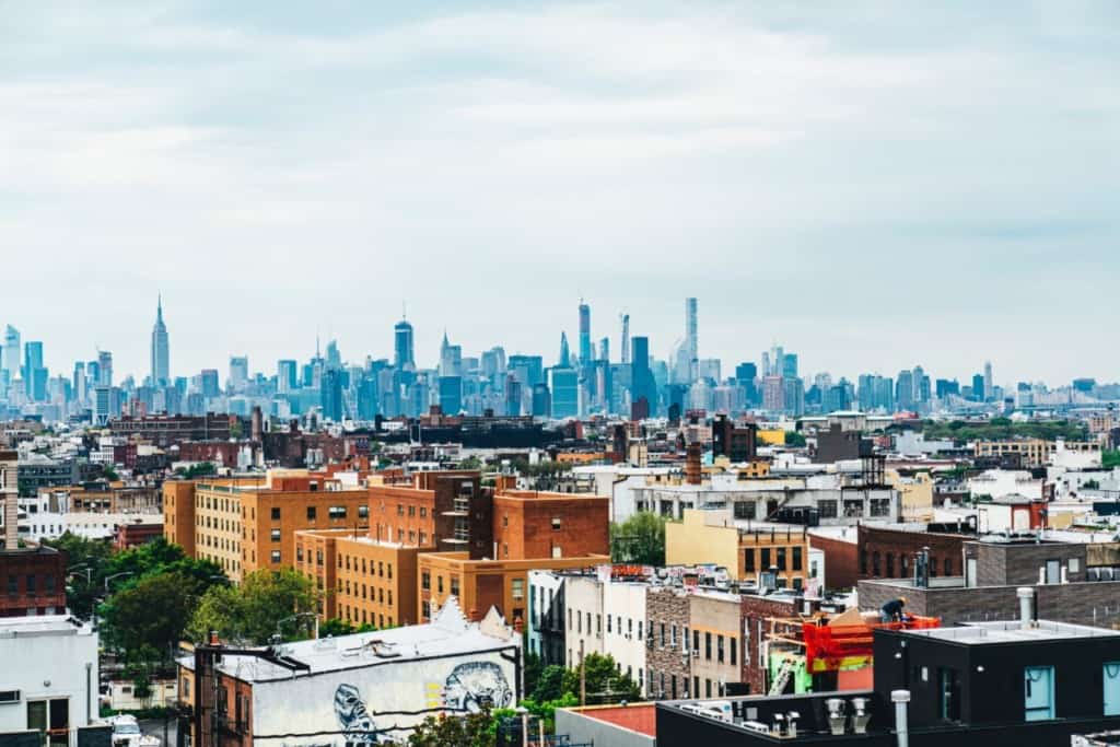 aerial view of brooklyn and new york city