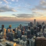 Aerial view of chicago skyline