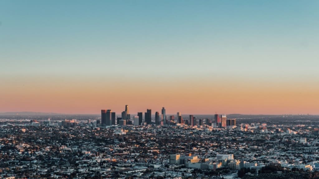 Los Angeles skyline at sunset