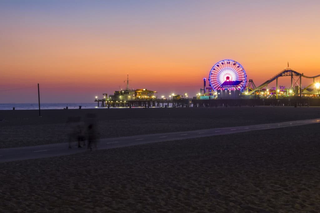 Santa Monica beach and pier shortly after sunset _ getty