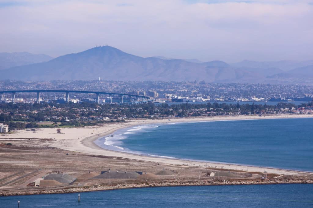 Coronado Beach and the Coronado Bridge and Chula Vista