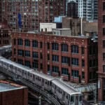 Subway train in downtown Chicago, IL