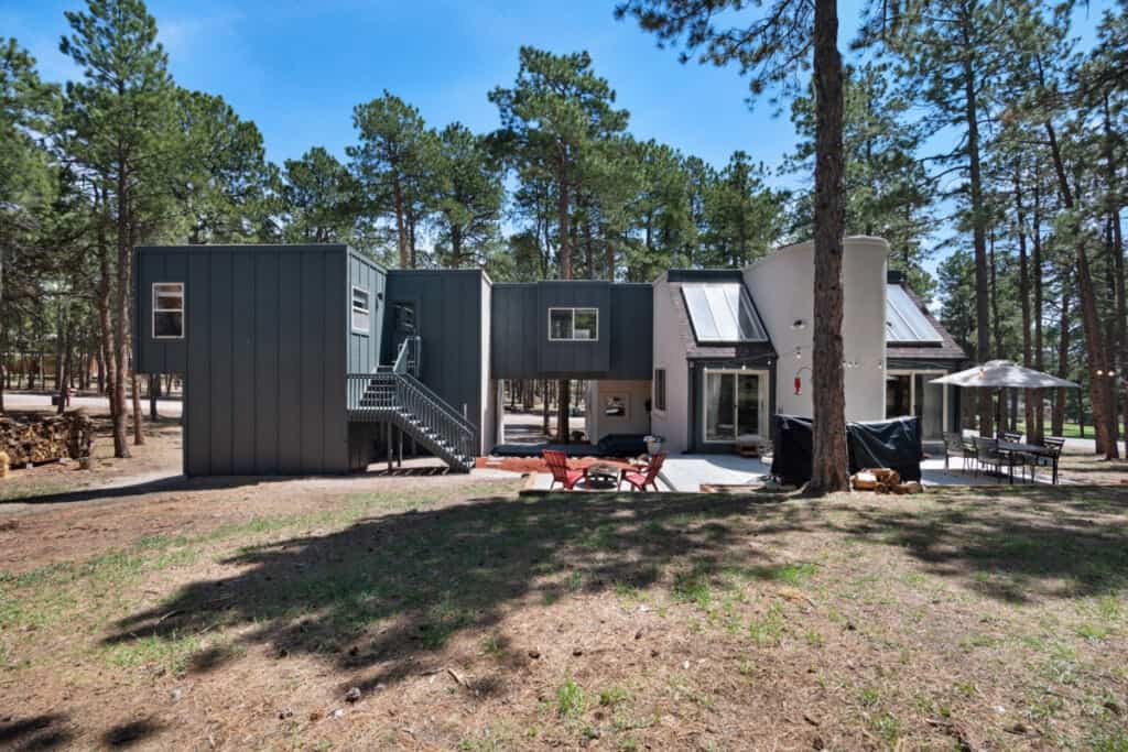 A beautiful exterior of a grey house