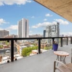 A patio overlooking the city of Chicago, IL