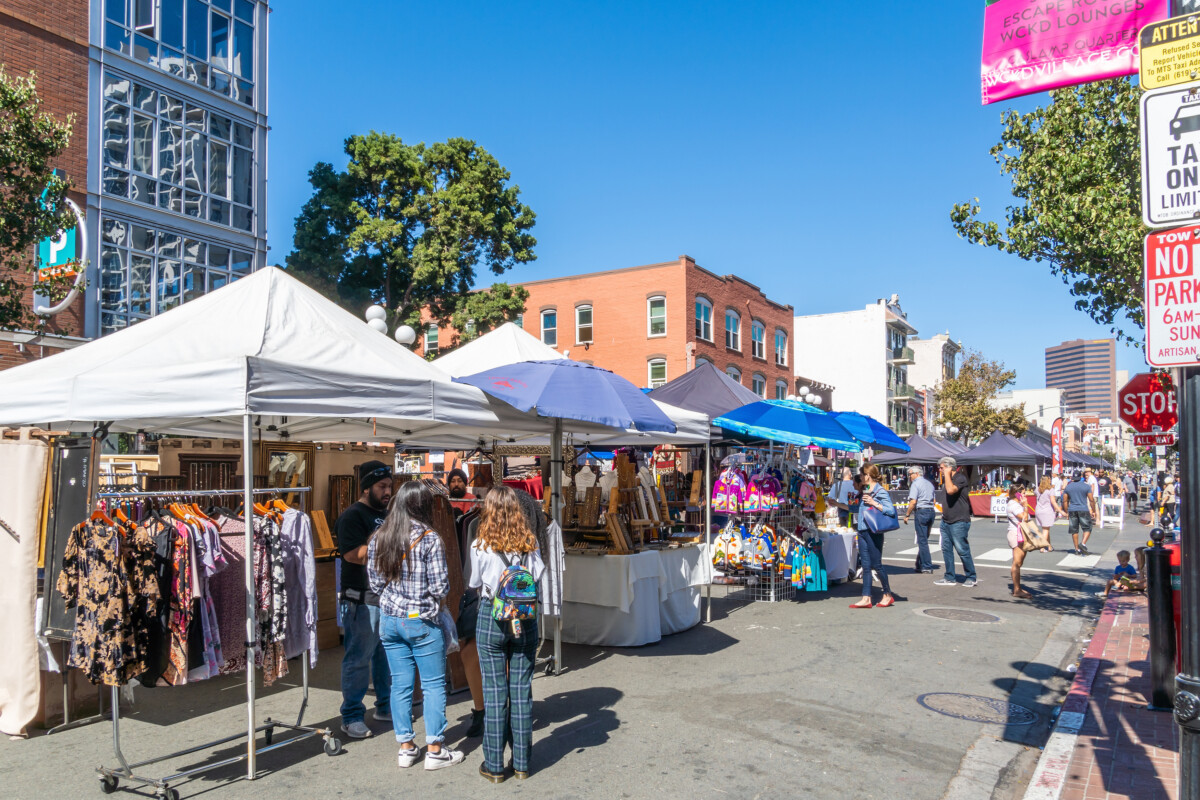 street market in the gaslamp quarter in san diego