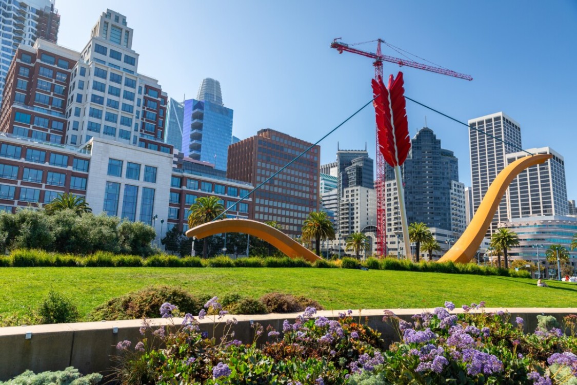view of downtown san francisco from rincon park