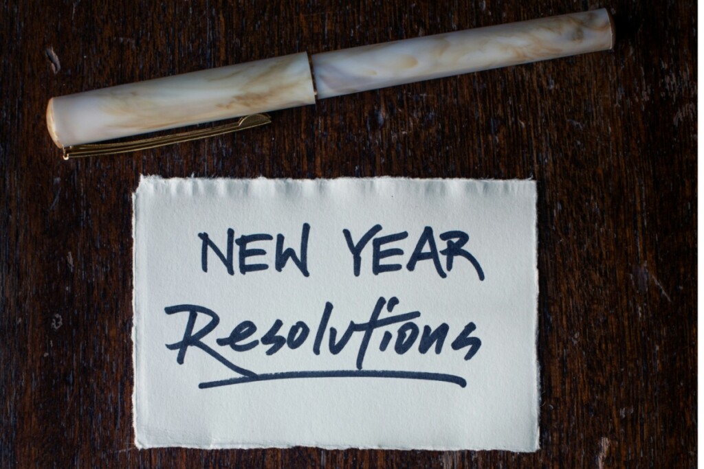 New Years resolutions written on paper