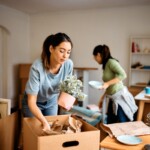 Two women packing up their home on short notice