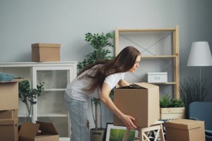 moving boxes in apartment
