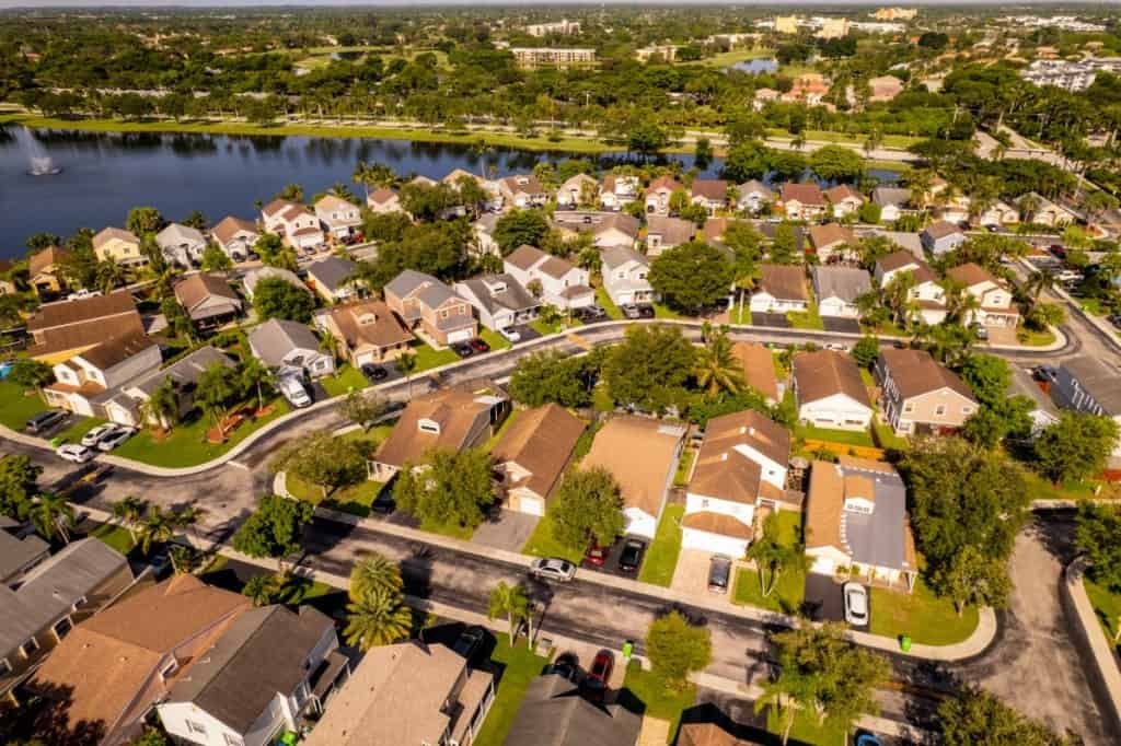 beautifully shot drone photos of a residential neighborhood