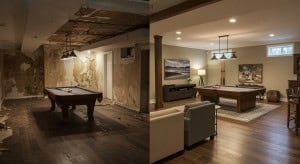 before and after basement renovation