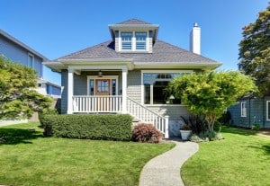 Home exterior in charming suburban neighborhood