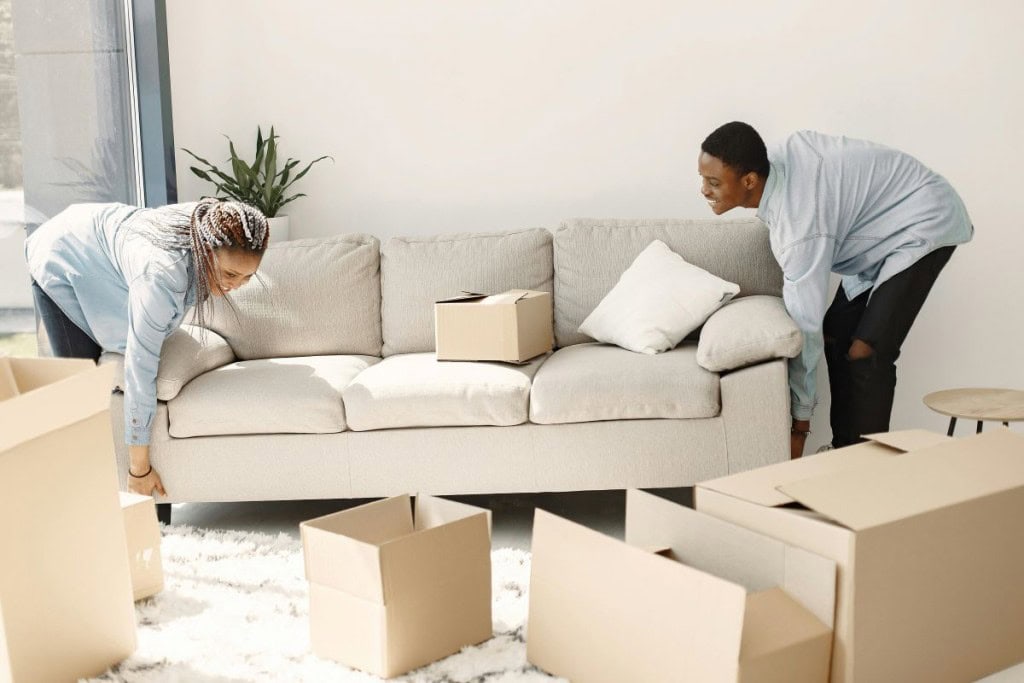 couple packing up to move in a hurry