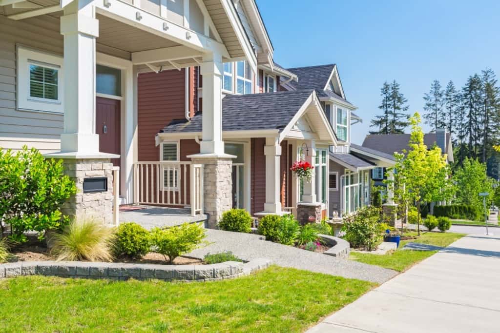 A neighborhood street on a clear sunny day.