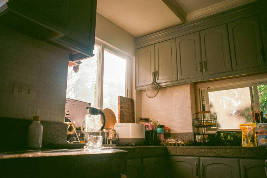 Cozy kitchen with windows