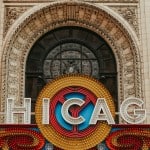 Theatre marquee that says "Chicago".
